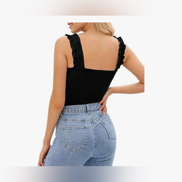 Set of Ruffled Tank Tops in Black, Red, Brown, and White size medium - Picture 6 of 7